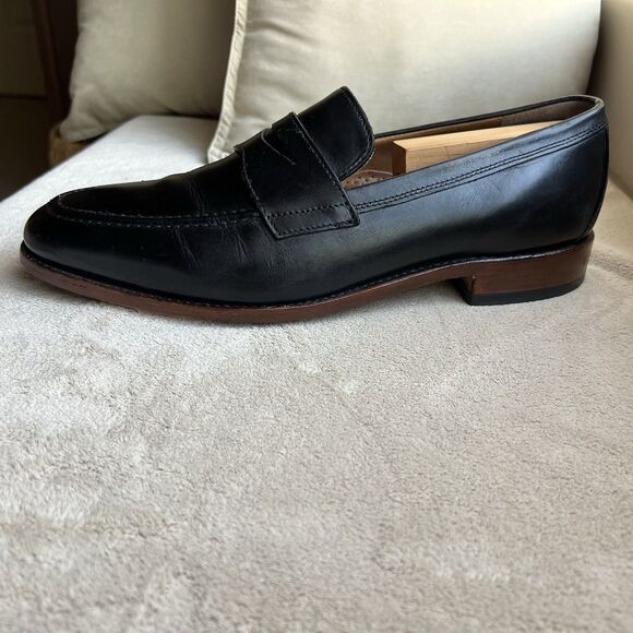 Johnston Murphy Black Leather Slip On Penny Loafer Men 11 Casual Classic Preppy - Picture 2 of 16